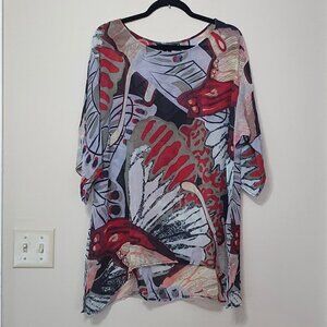 Citron 100% Silk Sheer Tunic Top